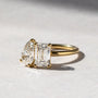 Common :: IGI certified two stone engagement ring with emerald and pear cut lab diamonds.