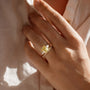 Common :: fancy yellow elongated cushion diamond trilogy ring IGI certified lab grown ring