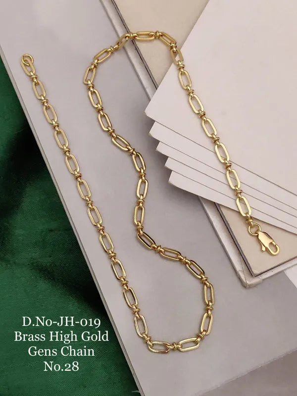 Linked With Ring Superior Quality Hand-finished Design Golden Color Chain For Men