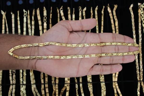 Triangular cutting with odi Biscuit in IGP Brass Micro Gold Plated Nawabi Chain For Stylish Men