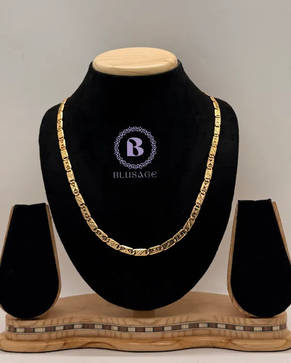 Triangular cutting Biscuit in IGP Brass Gold Plated Nawabi Chain For Stylish Men