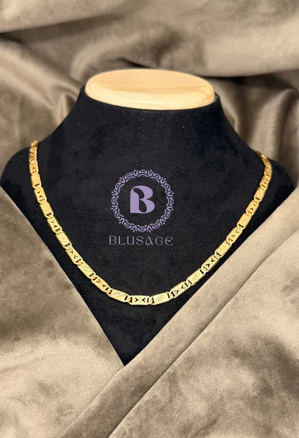 Triangular cutting Biscuit in IGP Brass Gold Plated Nawabi Chain For Stylish Men