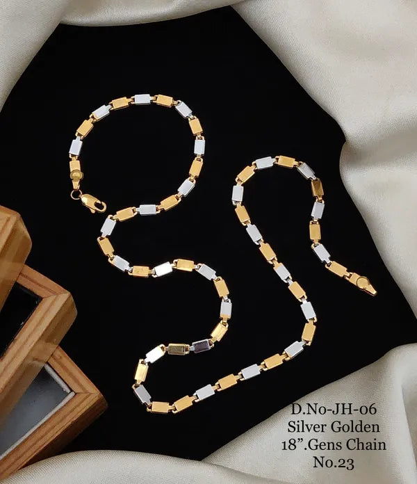 Silver Golden Anti Tarnish & Waterproof Chain For Men & Boys