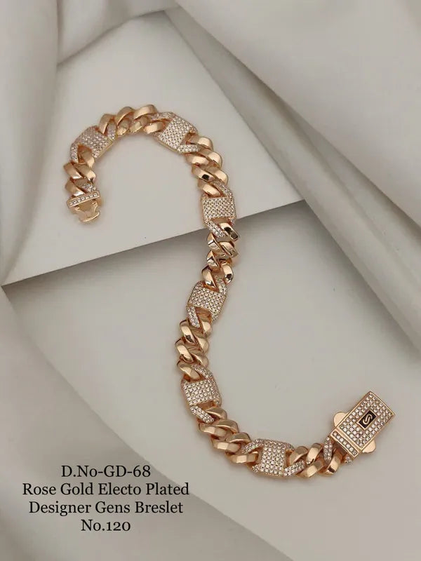 Rose Gold Electo Plated Designer Cuban Bracelet