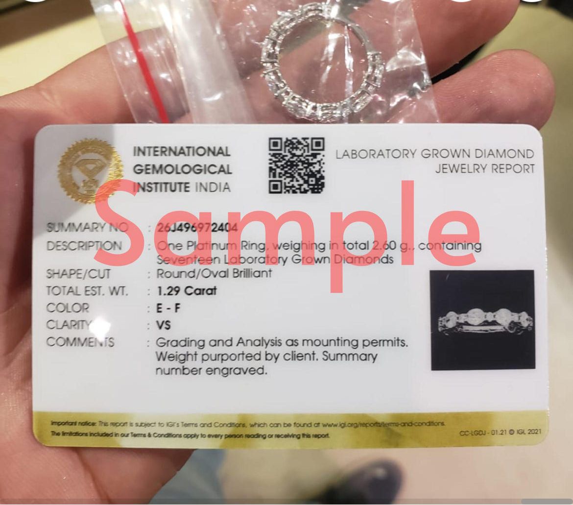 Emerald Cut 3.60tcw Lab Diamond Eternity Band | IGI Certified | Yellow Gold