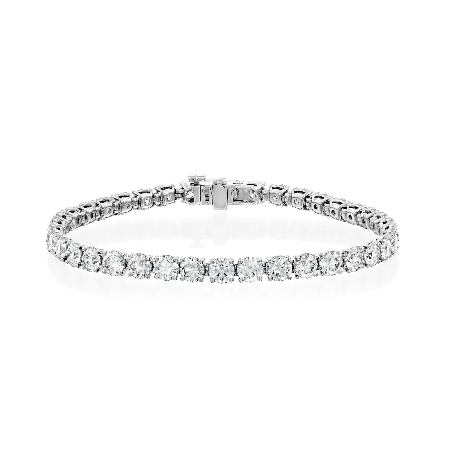 white :: 9 carat round lab grown diamond tennis bracelet IGI certified
