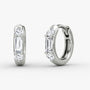 White :: three stone lab grown diamond huggie hoop earrings elegant triple diamond design white gold fine jewelry