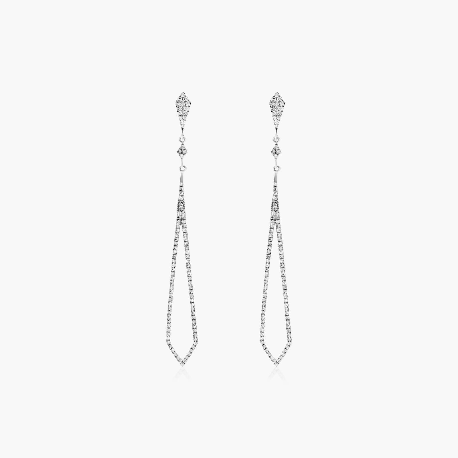 White :: petite lab grown diamond drop earrings delicate dangling design white gold elegant fine jewelry for women