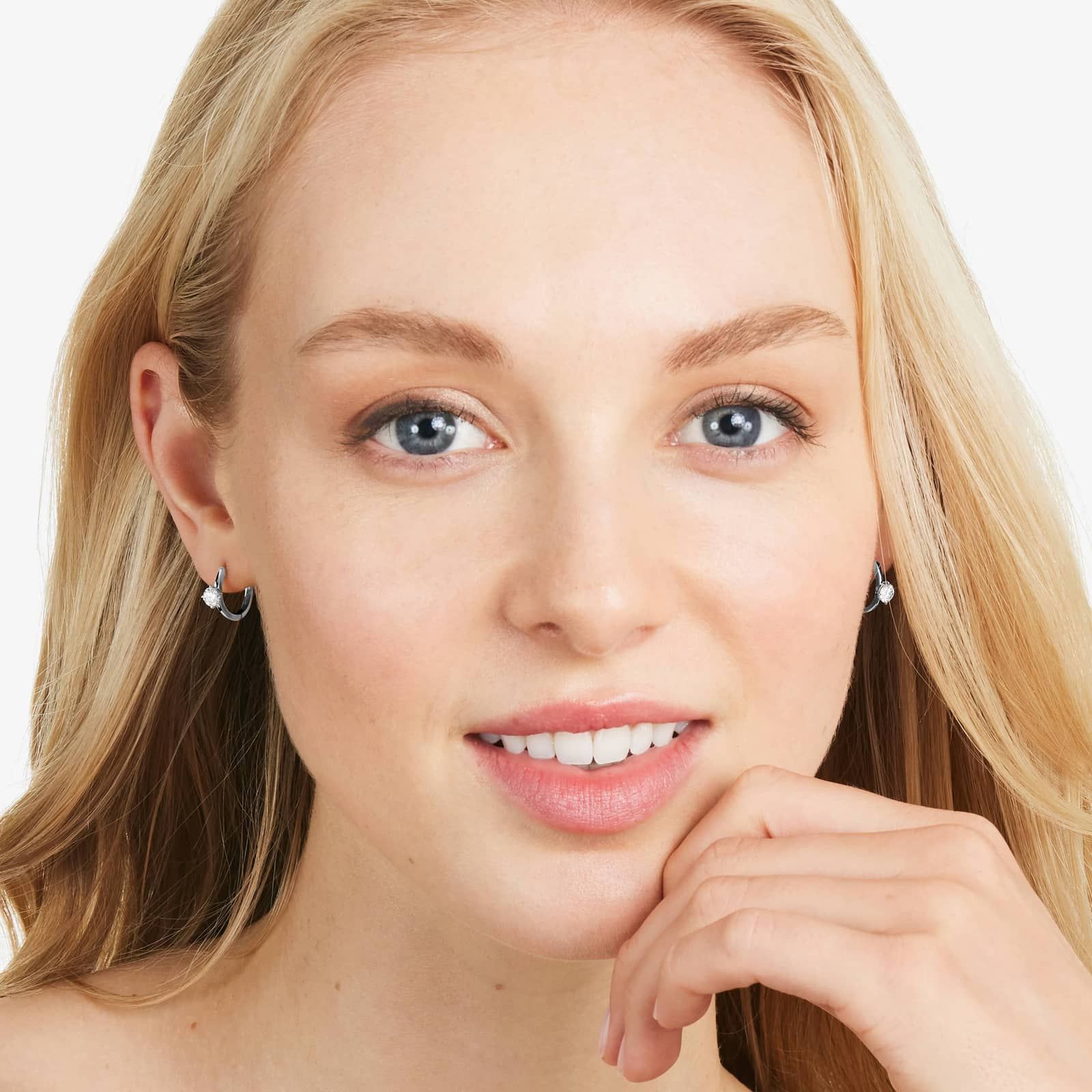 White :: lab grown diamond hoop earrings solitaire style single diamond white gold elegant luxury jewelry