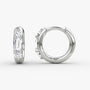 White :: three diamond lab grown huggie hoop earrings white gold minimal structured sparkle fine jewelry