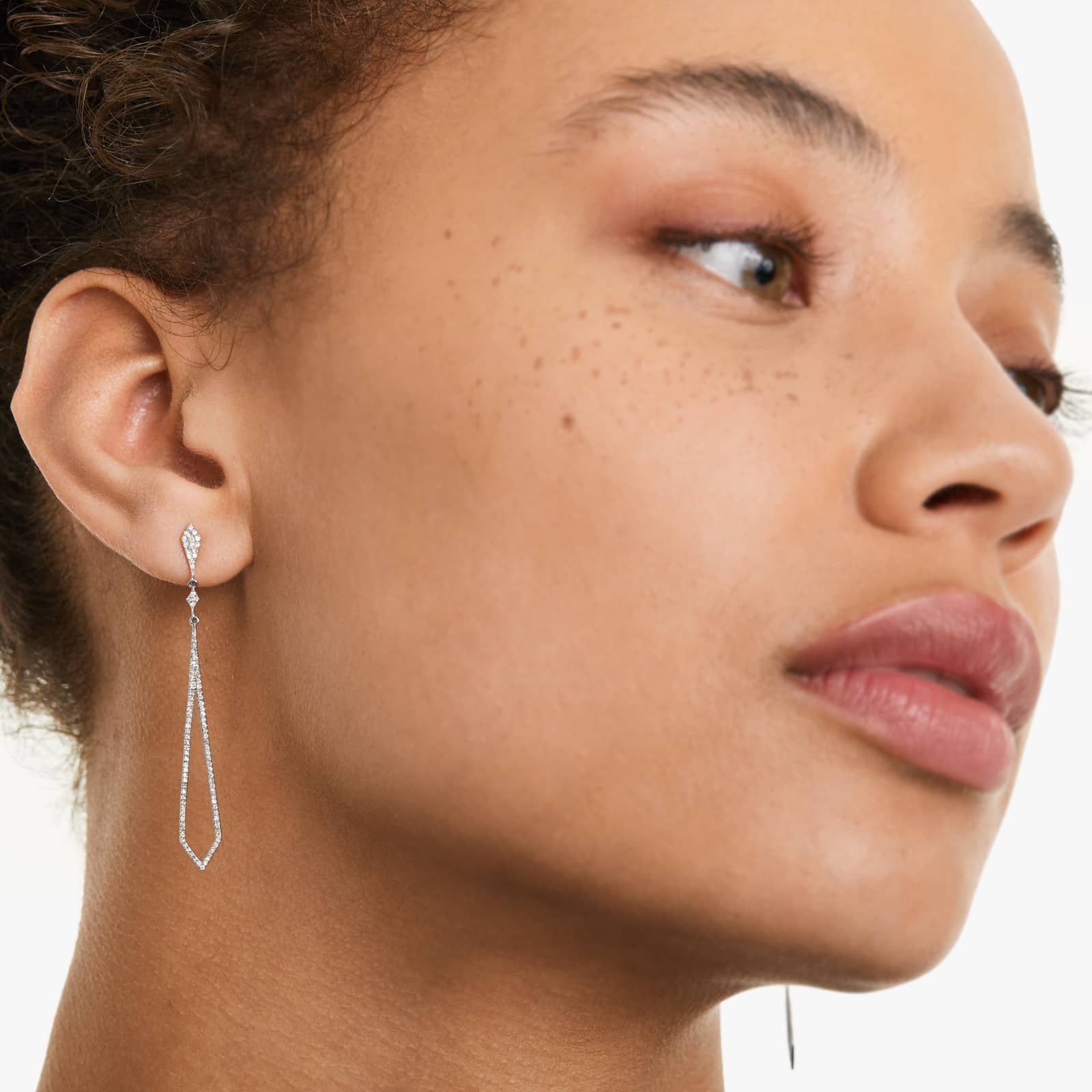 White :: elegant petite diamond drop earrings lab grown minimal dangling design white gold refined jewelry