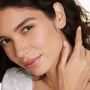 White|Rose :: small pave lab grown diamond hoop earrings huggie style white gold refined subtle elegance jewelry