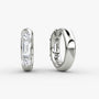 White :: three diamond lab grown huggie hoop earrings white gold minimal structured sparkle fine jewelry