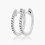 White|Rose :: elegant dainty lab grown diamond huggie earrings pave setting white gold everyday fine jewelry