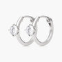 White :: elegant lab grown diamond hoop earrings solitaire setting white gold clean minimal design