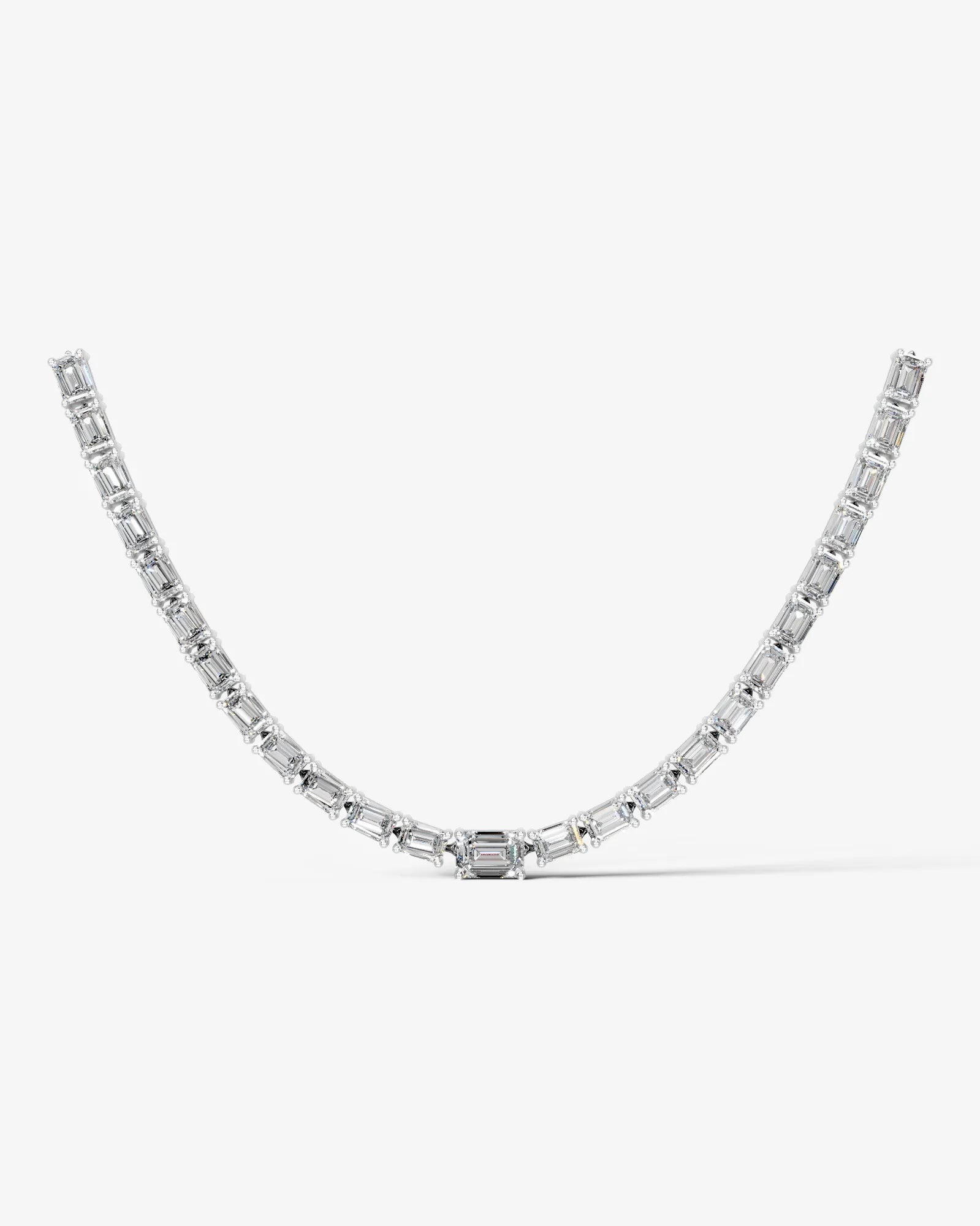 white :: emerald cut lab grown diamond rivière necklace four prong setting