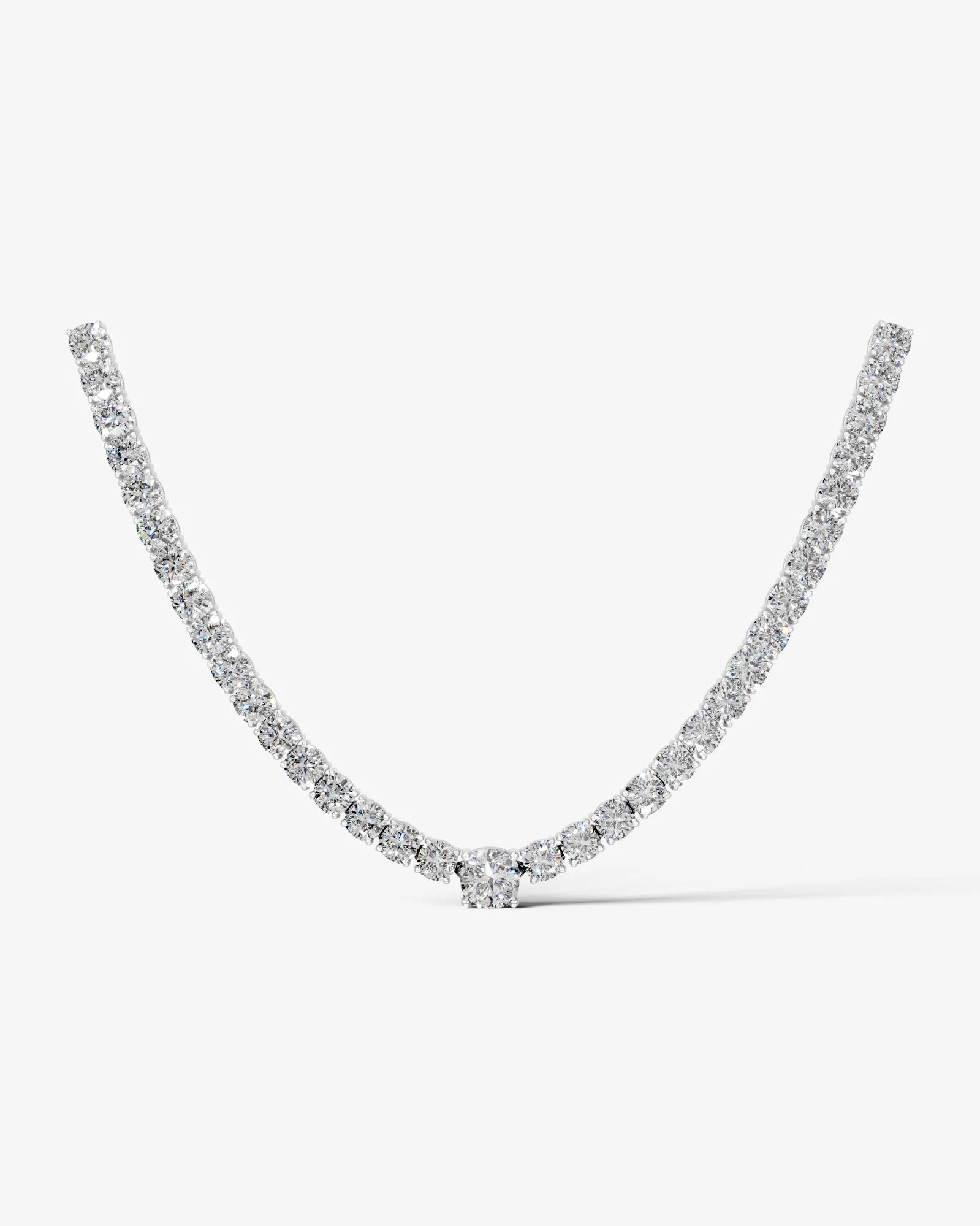 white :: cushion brilliant lab grown diamond rivière necklace four prong setting