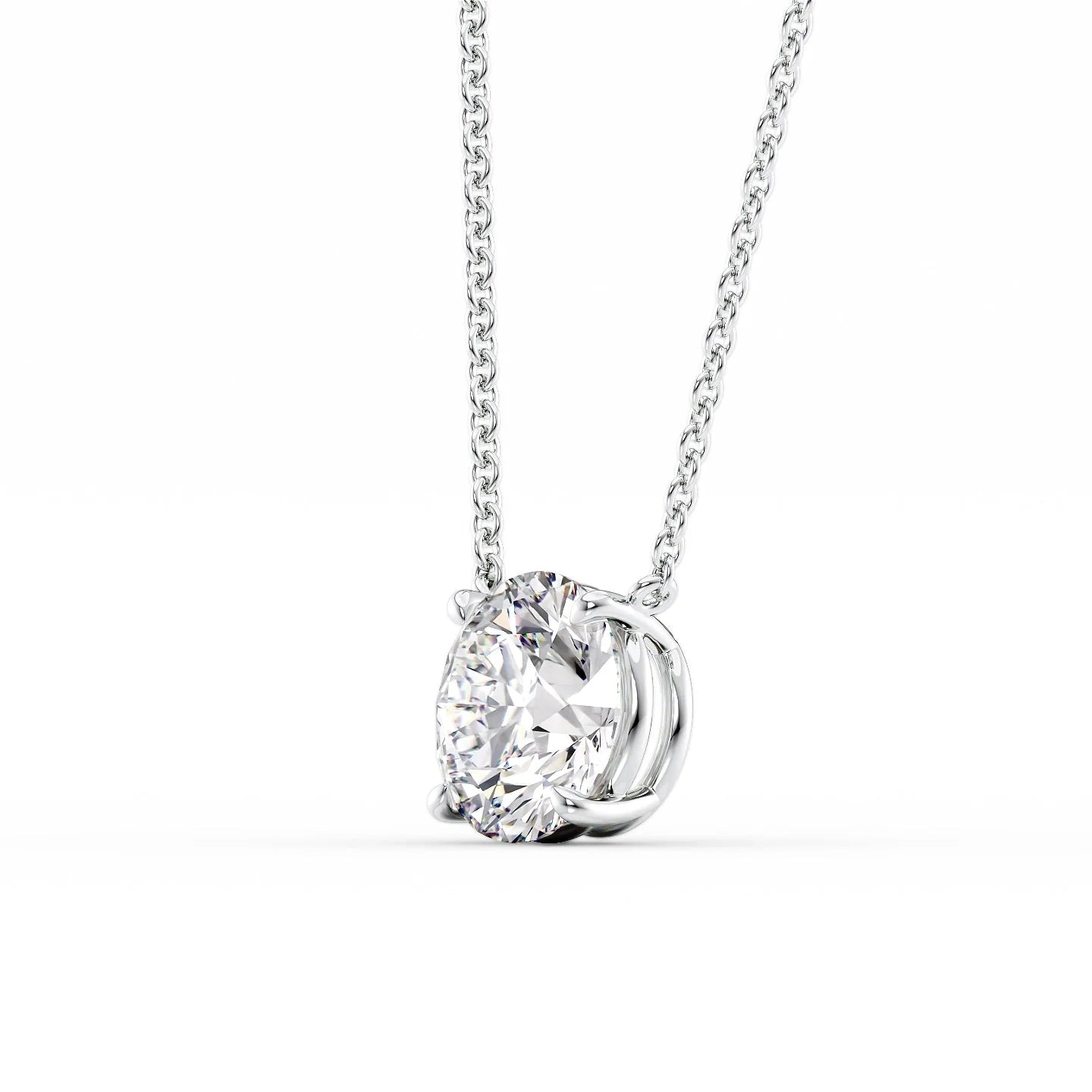 white :: polished white gold round cut lab diamond pendant for everyday elegance