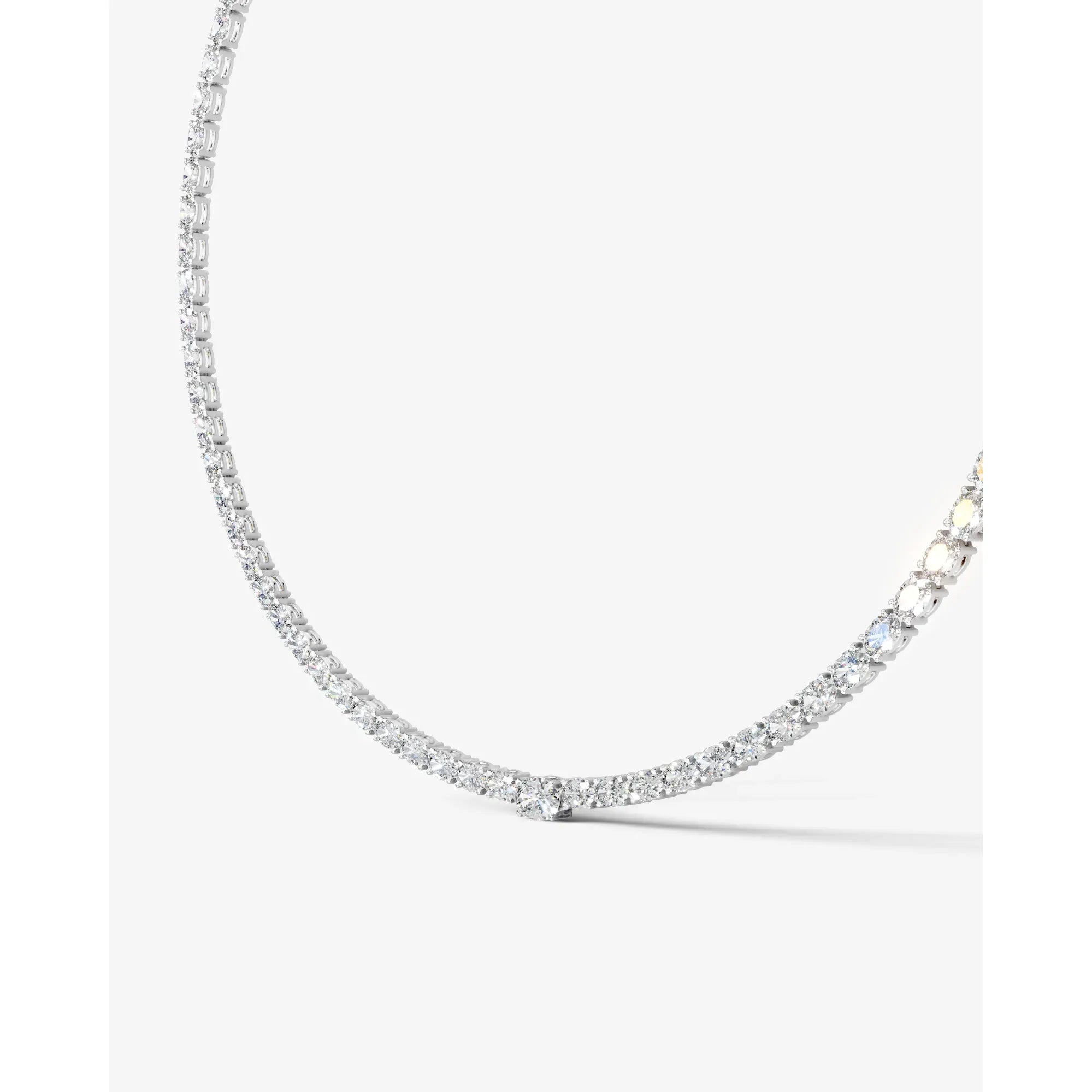 white :: round brilliant lab grown diamond rivière necklace four prong setting