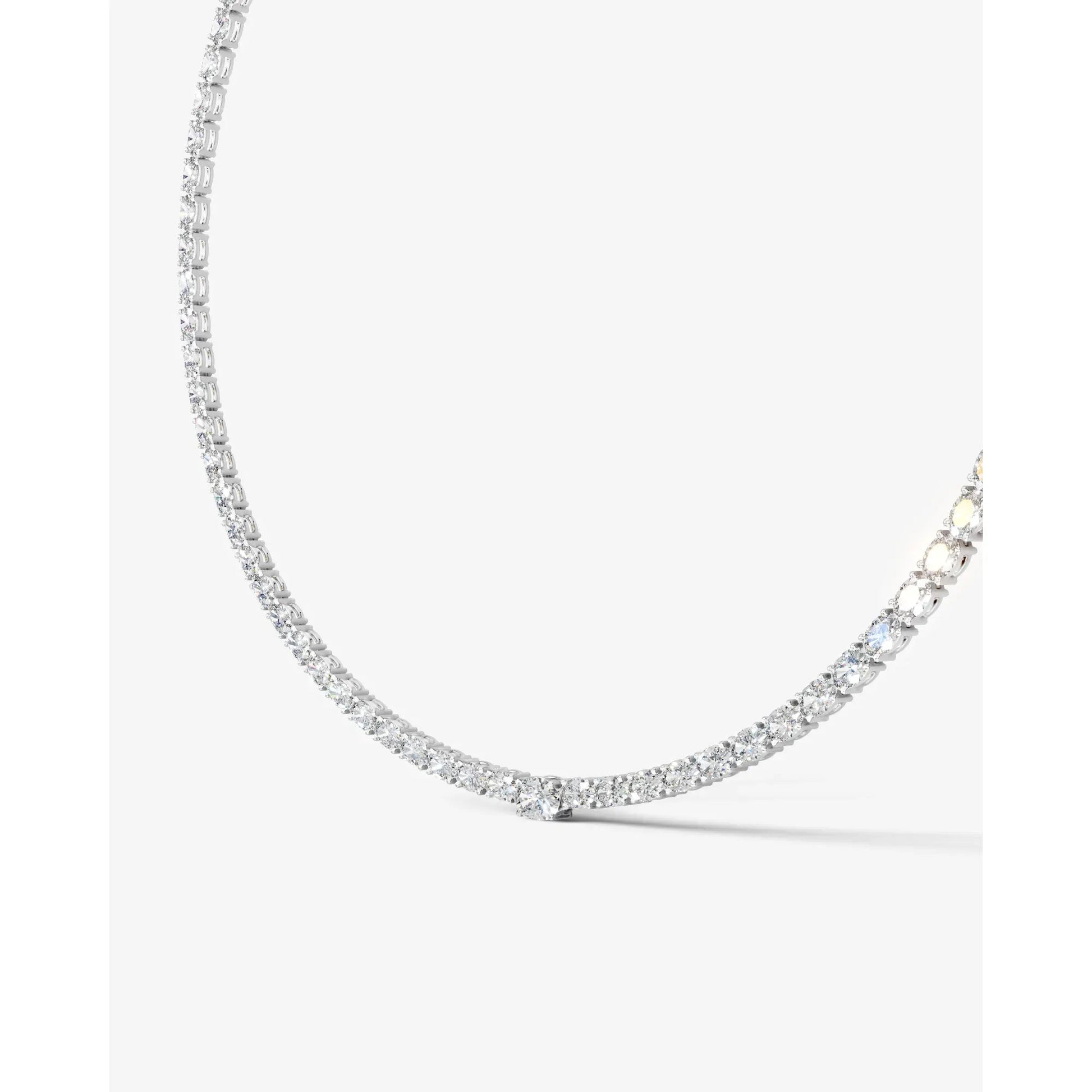 white :: round brilliant lab grown diamond rivière necklace four prong setting