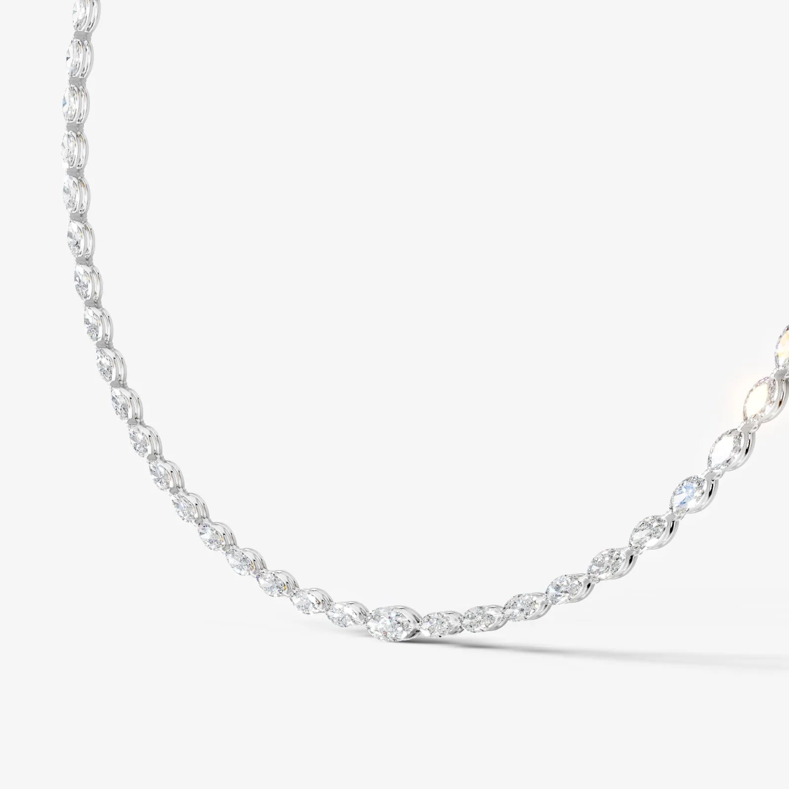 white :: marquise cut lab grown diamond rivière necklace two prong setting