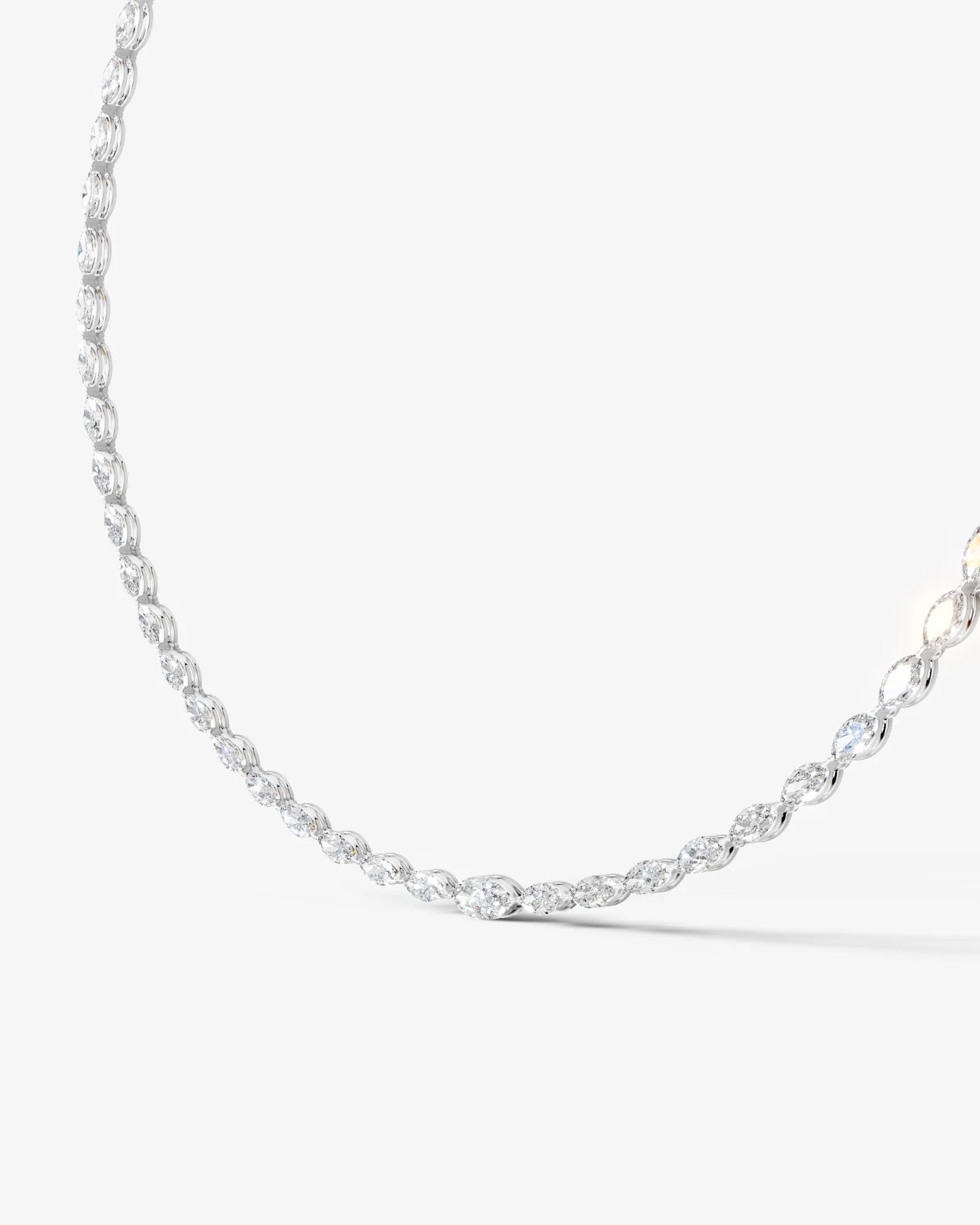white :: marquise cut lab grown diamond rivière necklace two prong setting