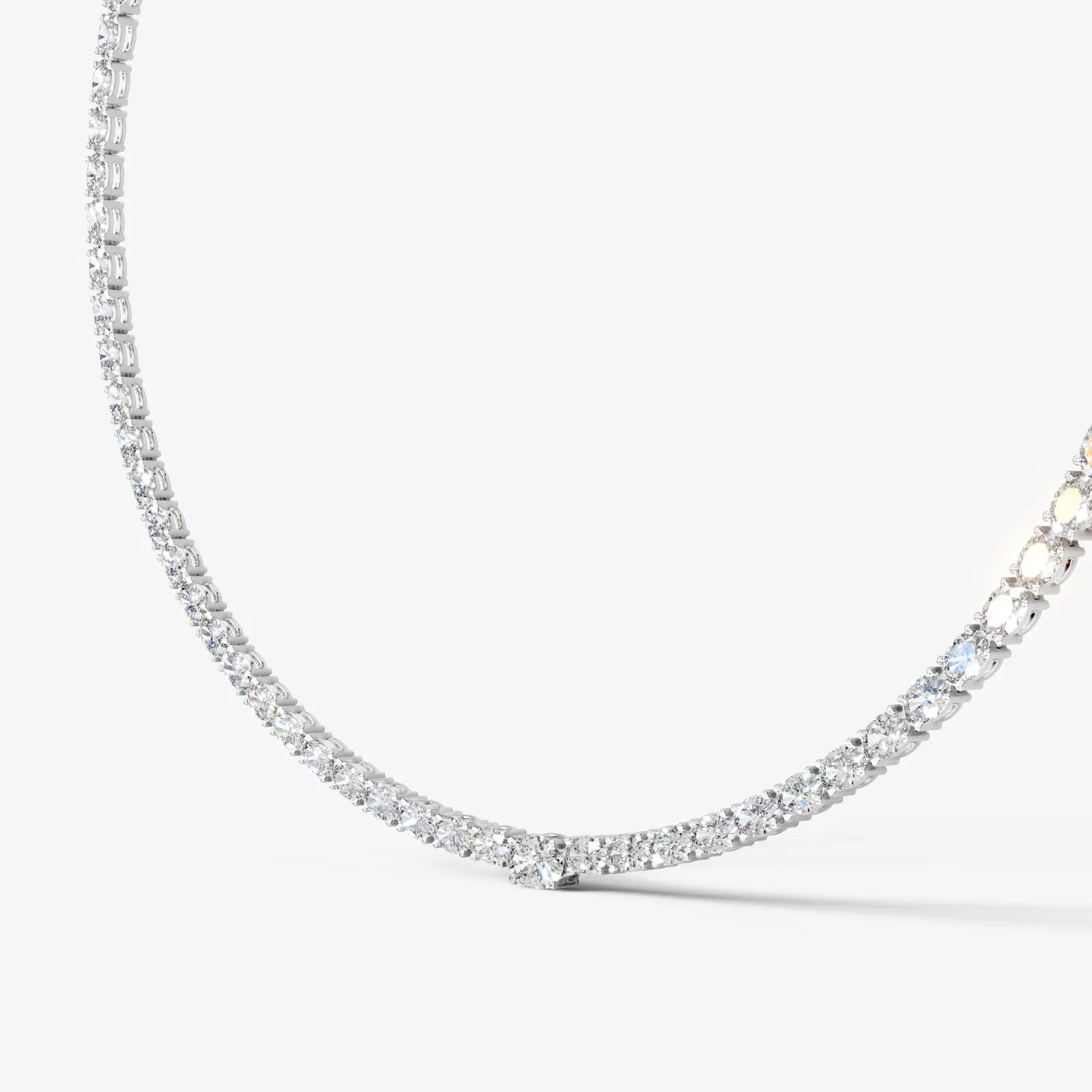 white :: oval brilliant lab grown diamond rivière necklace four prong setting