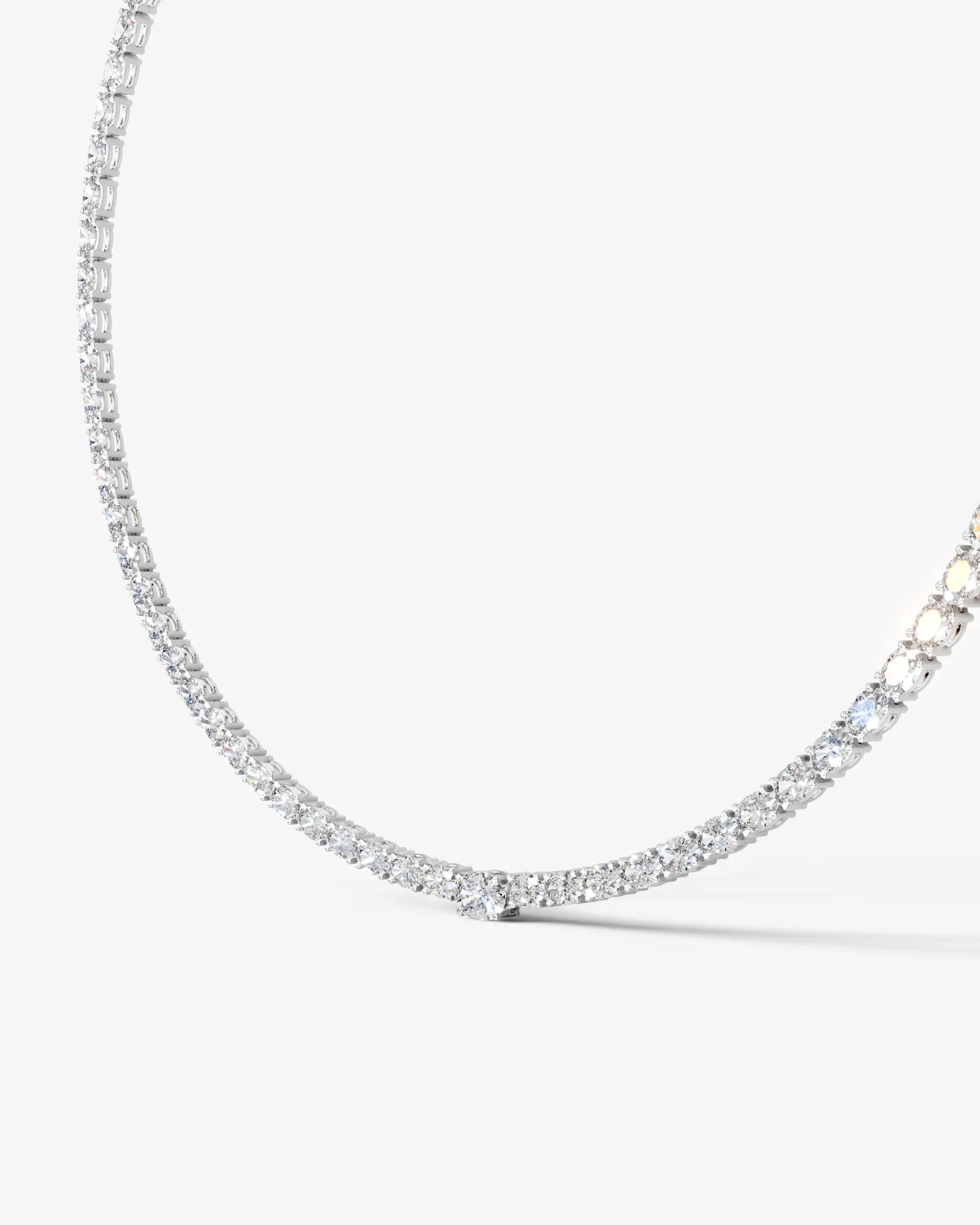 white :: oval brilliant lab grown diamond rivière necklace four prong setting