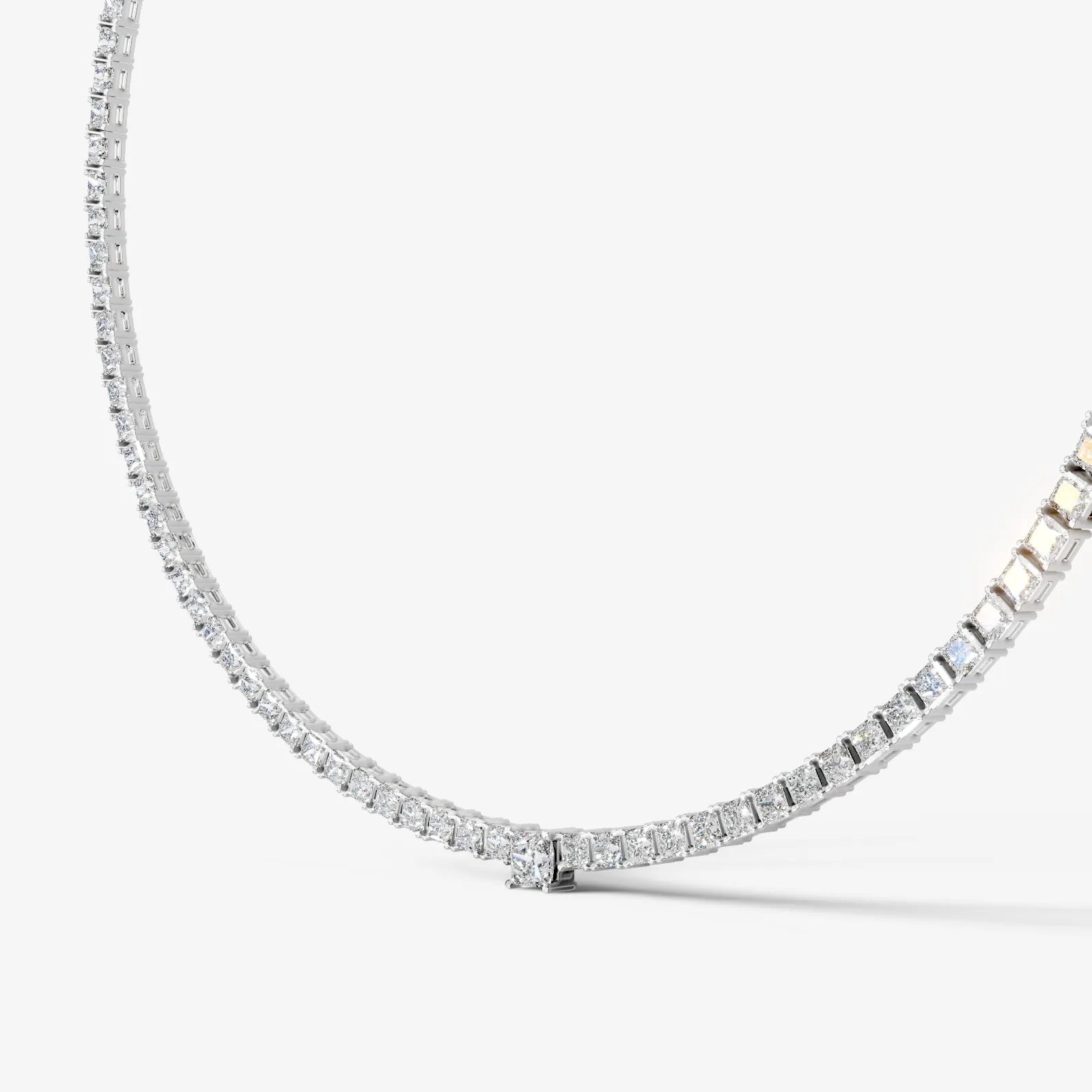 white :: princess cut lab grown diamond rivière necklace four prong setting