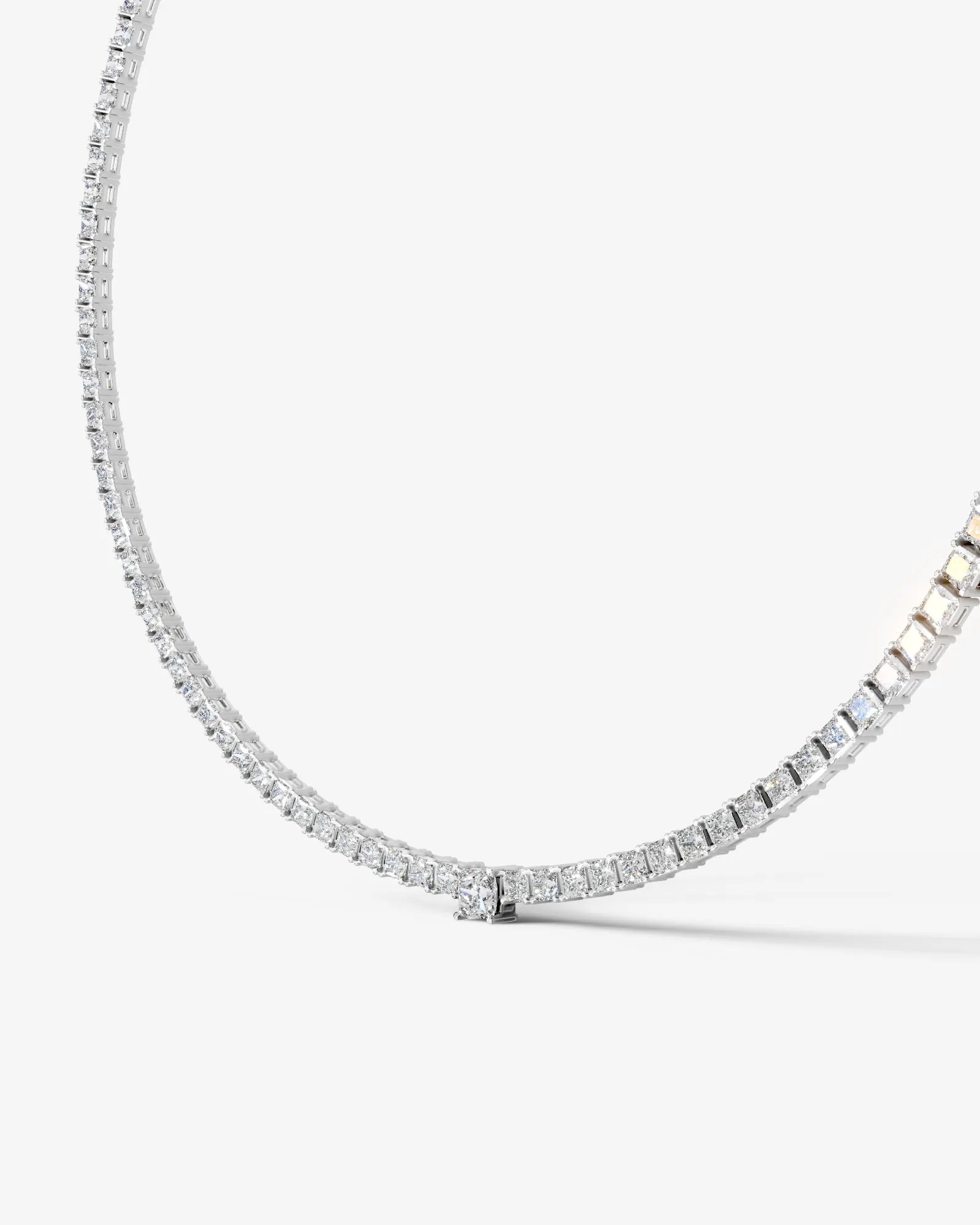 white :: princess cut lab grown diamond rivière necklace four prong setting