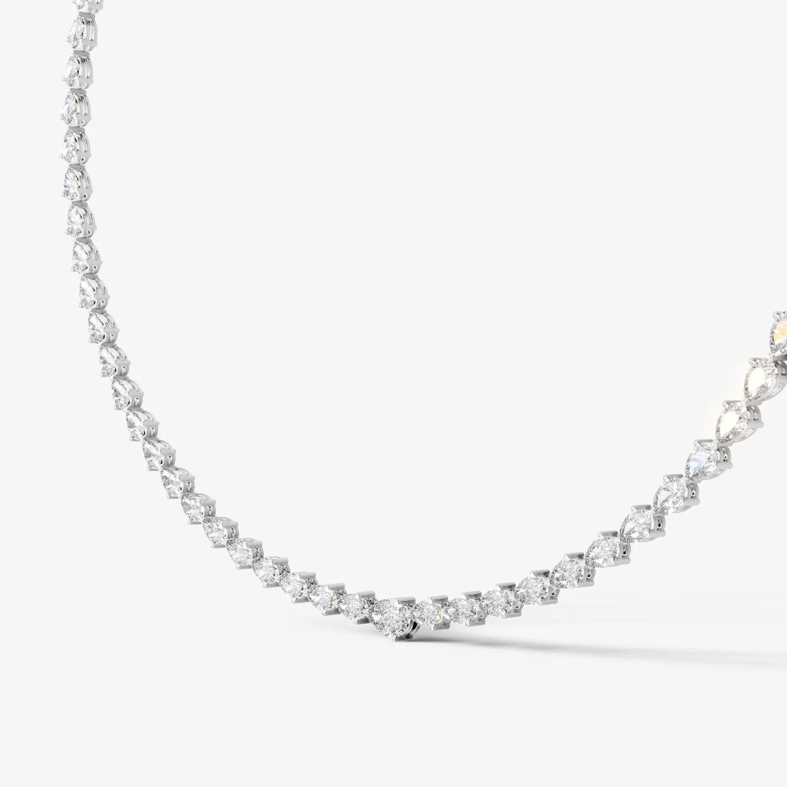white :: pear cut lab grown diamond rivière necklace three prong setting