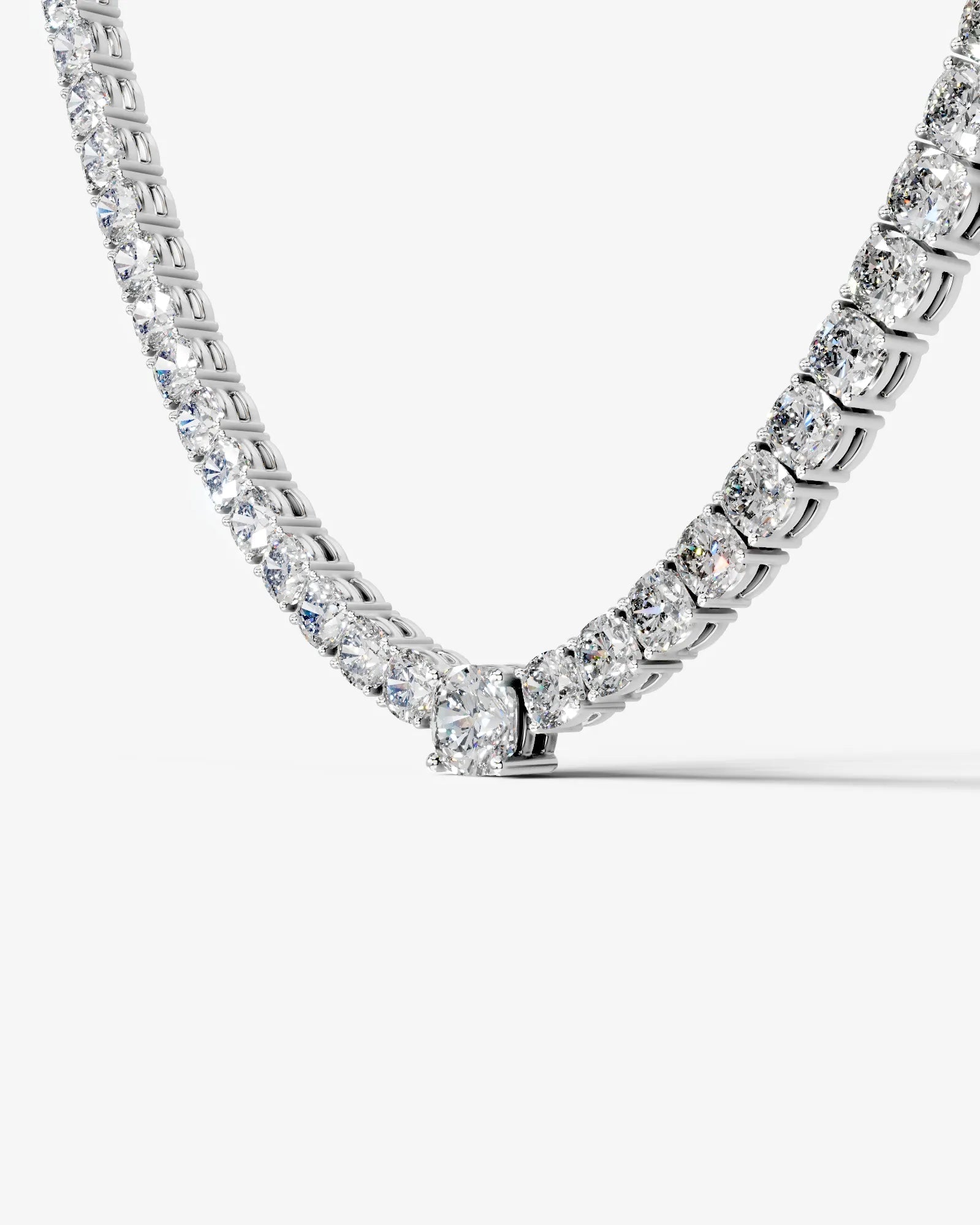 white :: statement cushion lab grown diamond necklace white gold