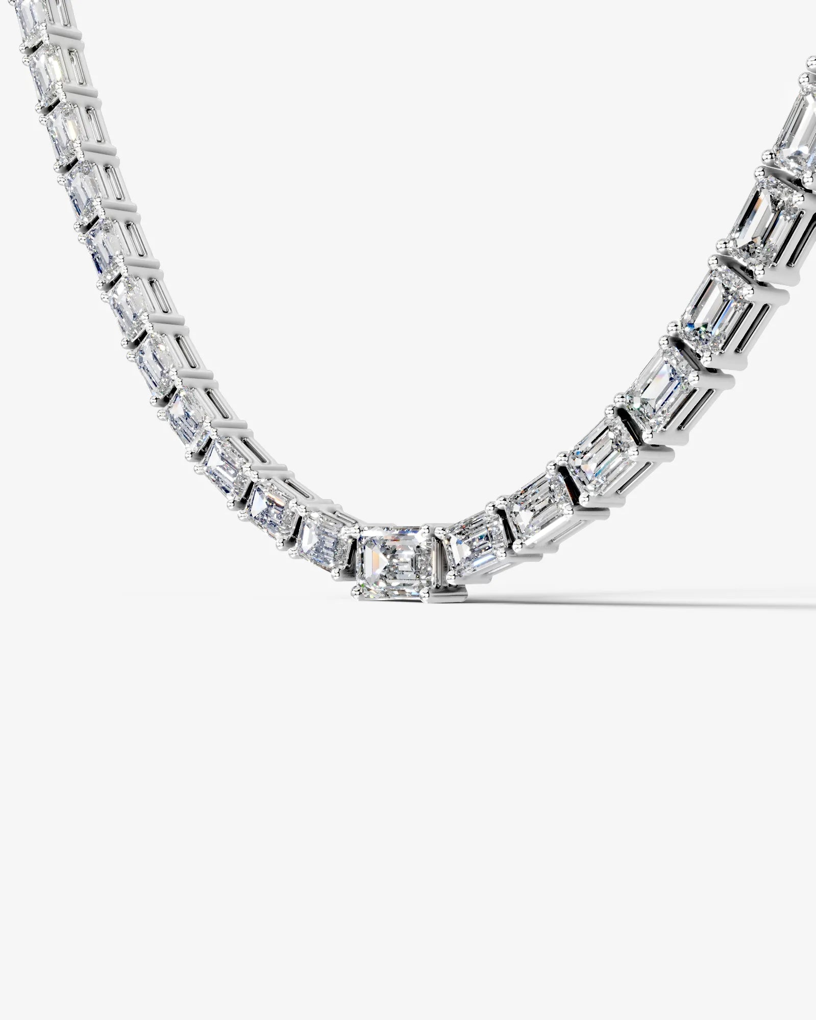 white :: statement emerald lab grown diamond necklace white gold