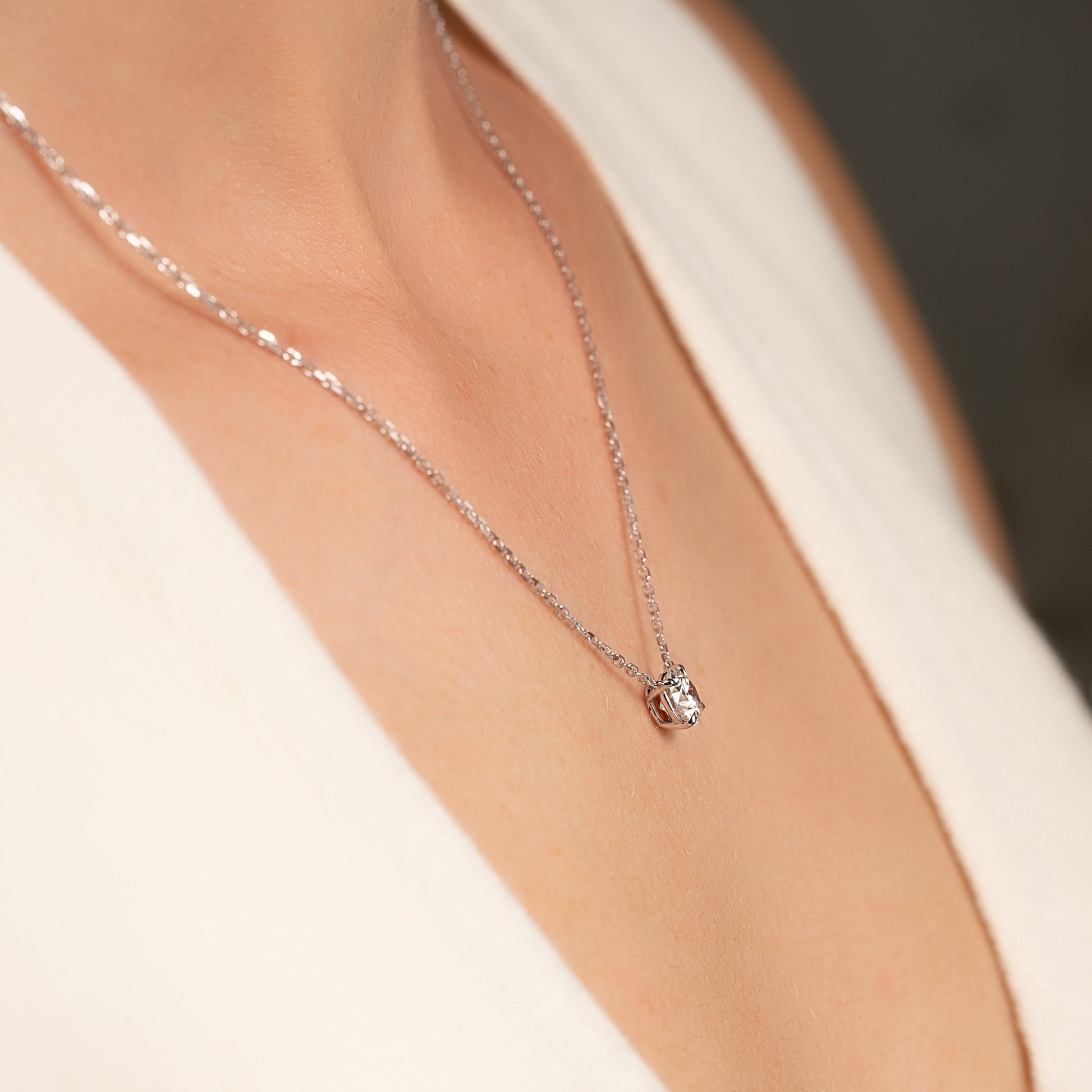 white :: sleek white gold fine jewelry pendant featuring IGI certified lab diamond