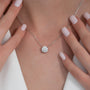 white :: contemporary white gold solitaire necklace with round brilliant center stone