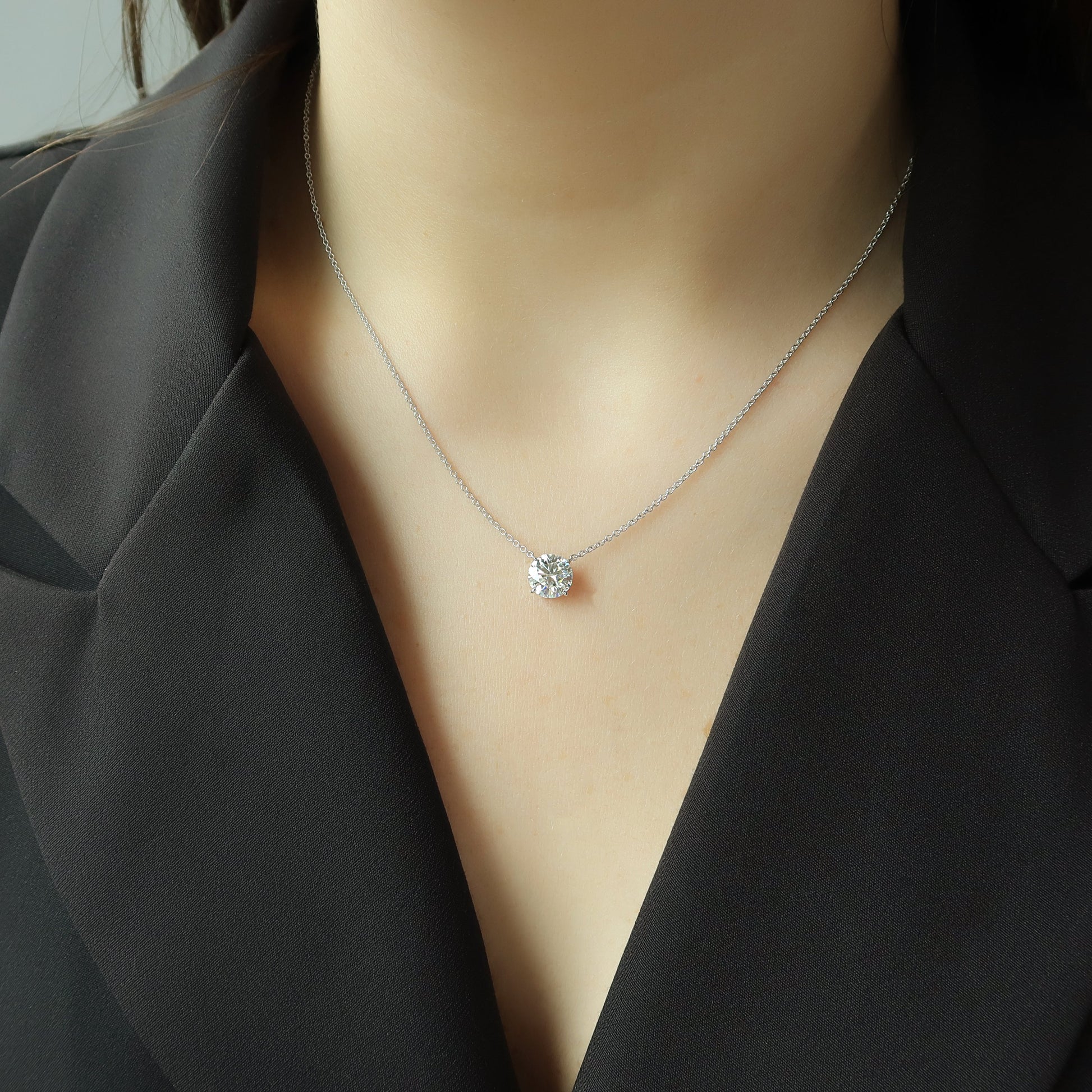 white :: sophisticated white gold solitaire pendant designed for modern women