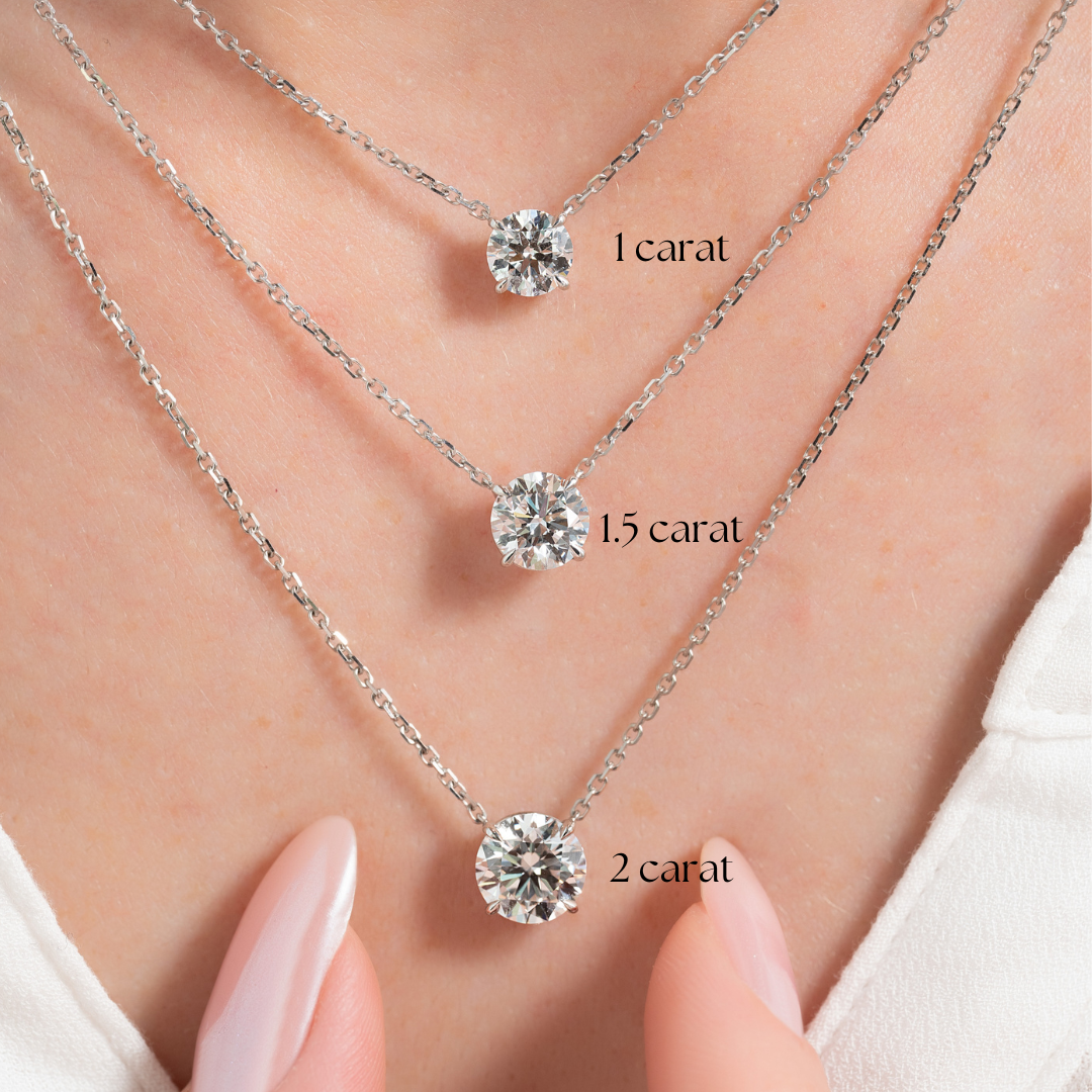 white :: sparkling white gold round lab diamond necklace with delicate chain