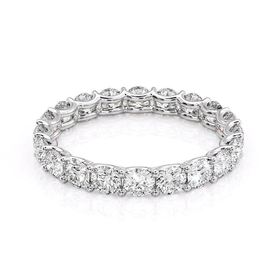 White :: Zenorique 2ct round u prong lab grown diamond eternity ring IGI certified white gold wedding band