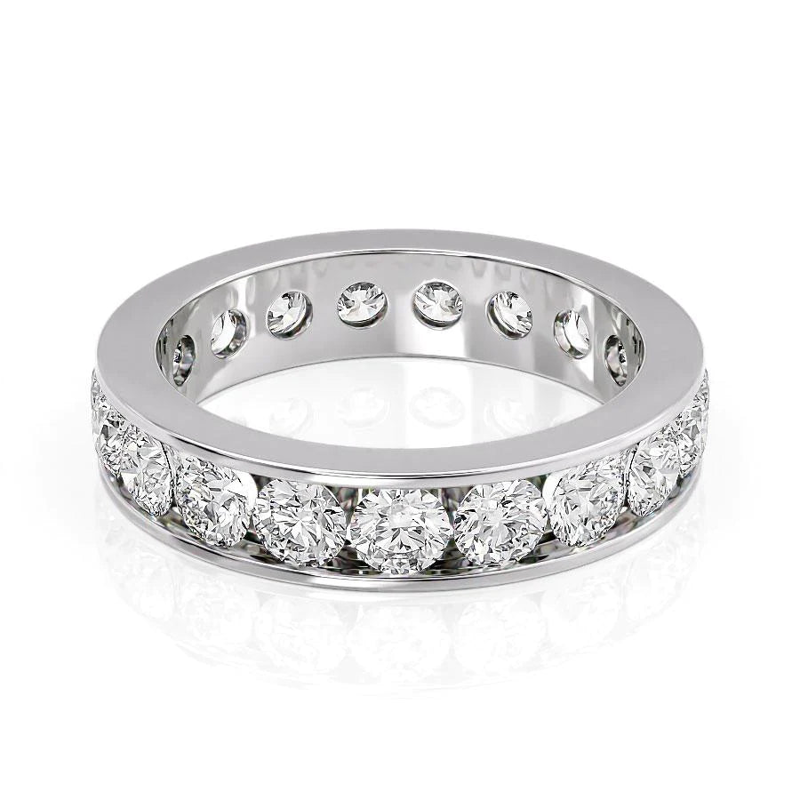 White :: Seraviquea 3ct round channel lab grown diamond eternity ring IGI certified white gold luxury band