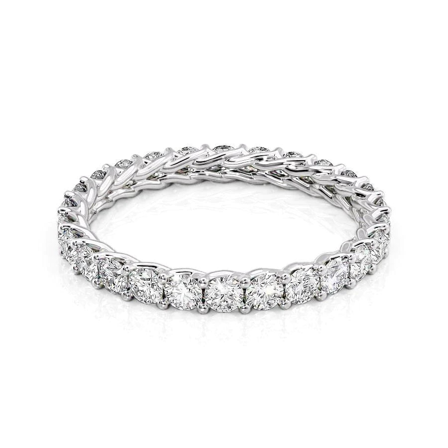 White :: Velorique 1.5ct round trellis lab grown diamond eternity ring IGI certified white gold