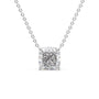 white :: 0.5 carat cushion cut lab grown diamond pendant necklace in white gold