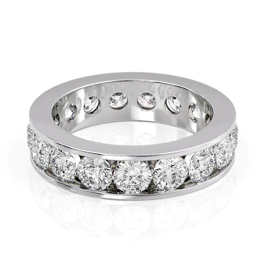 White :: Seraviquea 3.5ct round channel lab grown diamond eternity ring IGI certified white gold luxury band