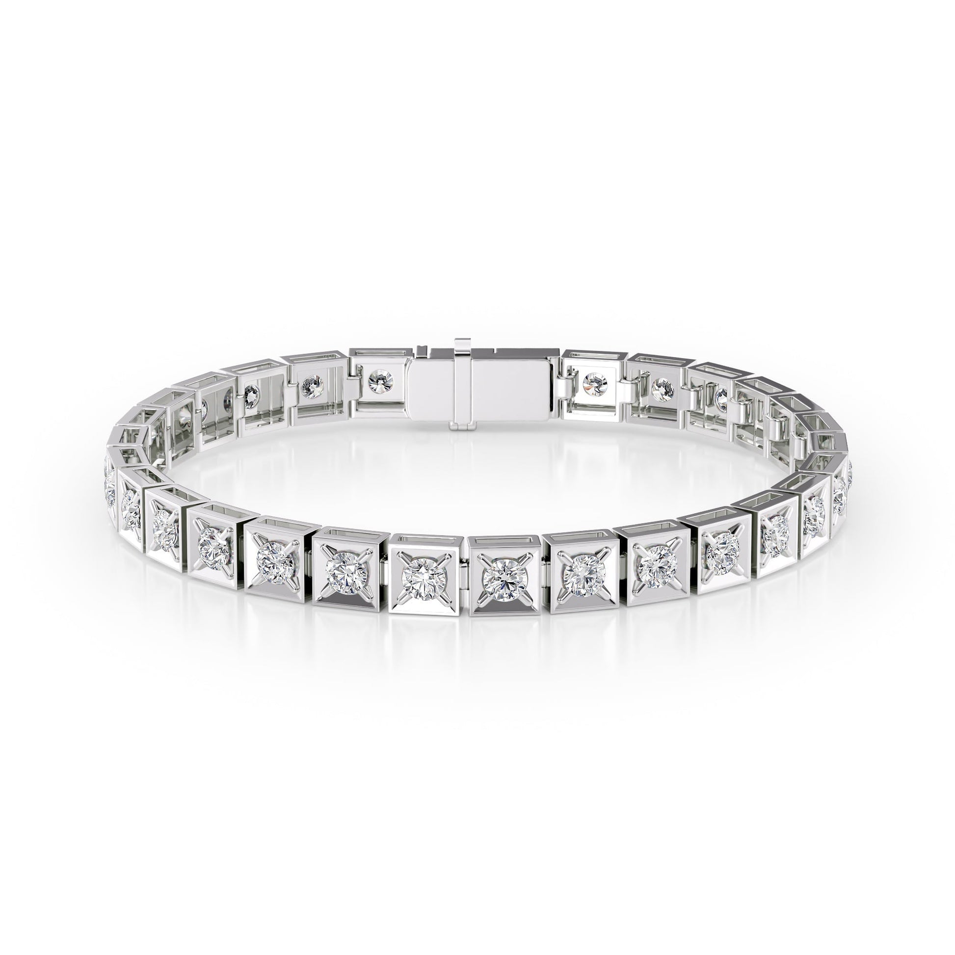 white :: 4.5 carat chocolate style round lab grown diamond tennis bracelet IGI certified