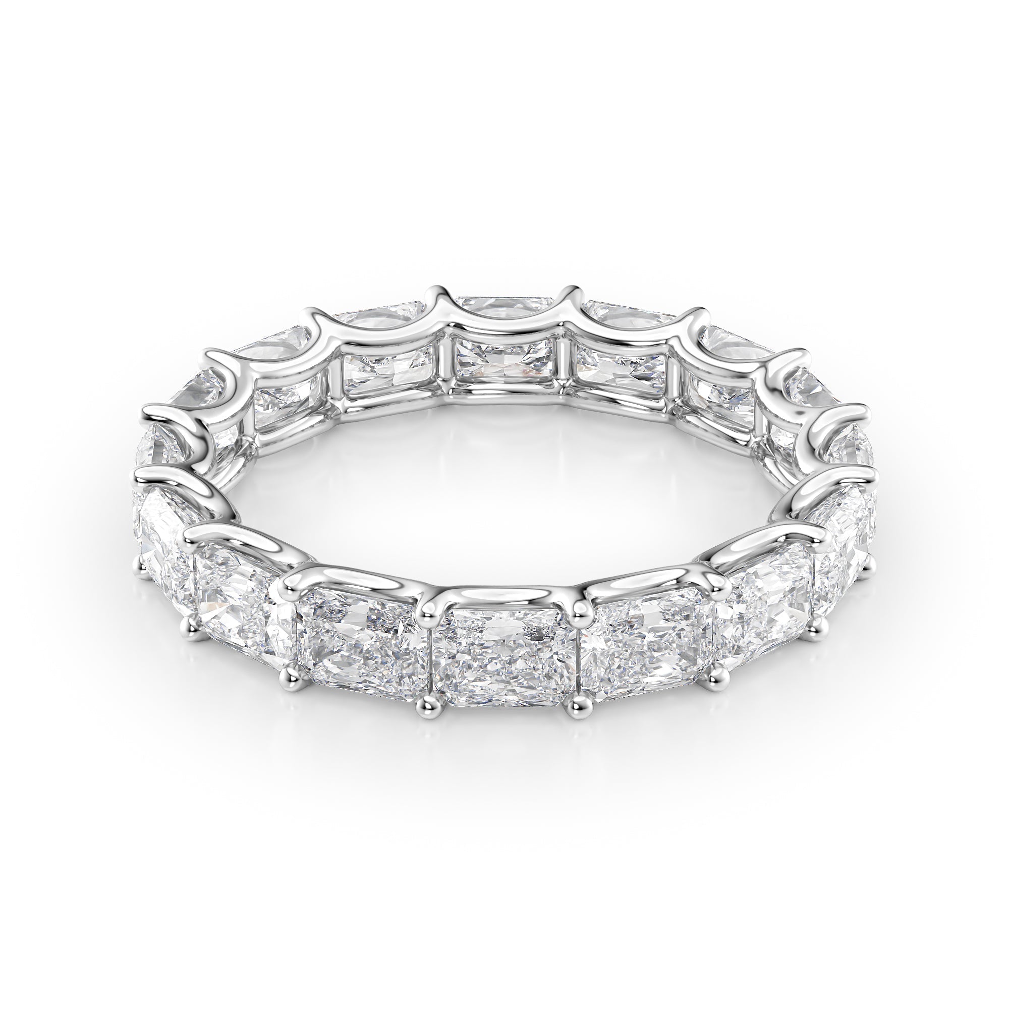 White :: Lunentia 2ct east west radiant u prong lab grown diamond eternity ring IGI certified white gold