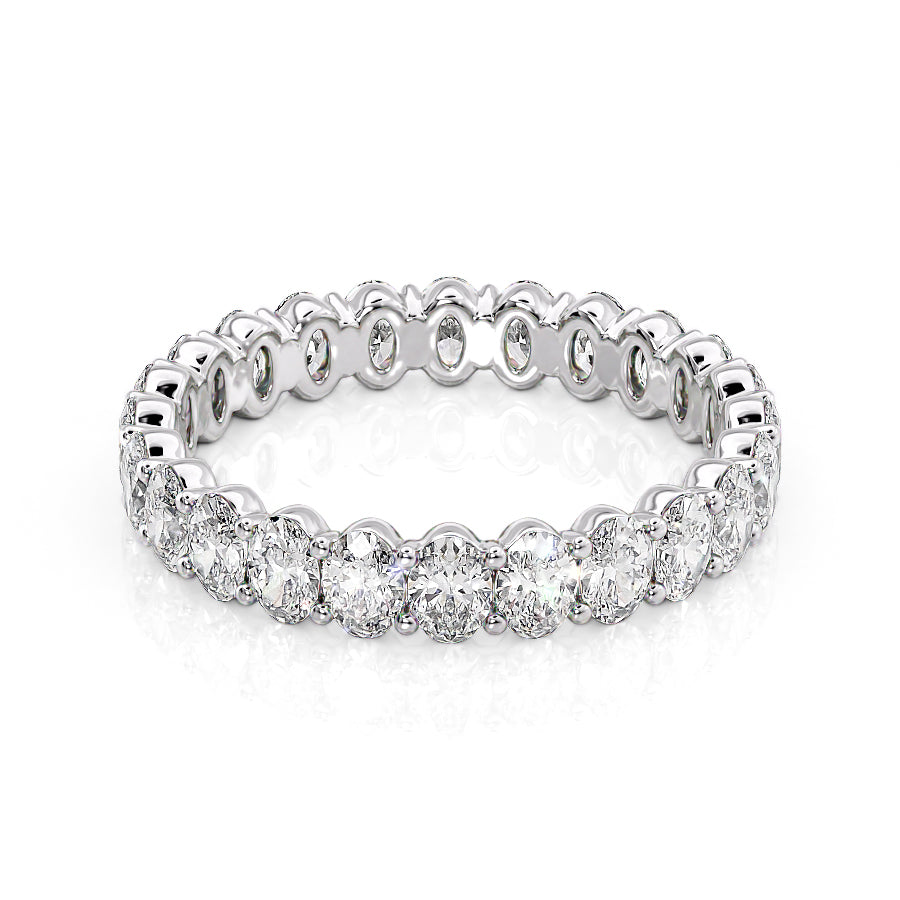 White :: Norentia 2ct oval lab grown diamond eternity ring IGI certified white gold wedding band