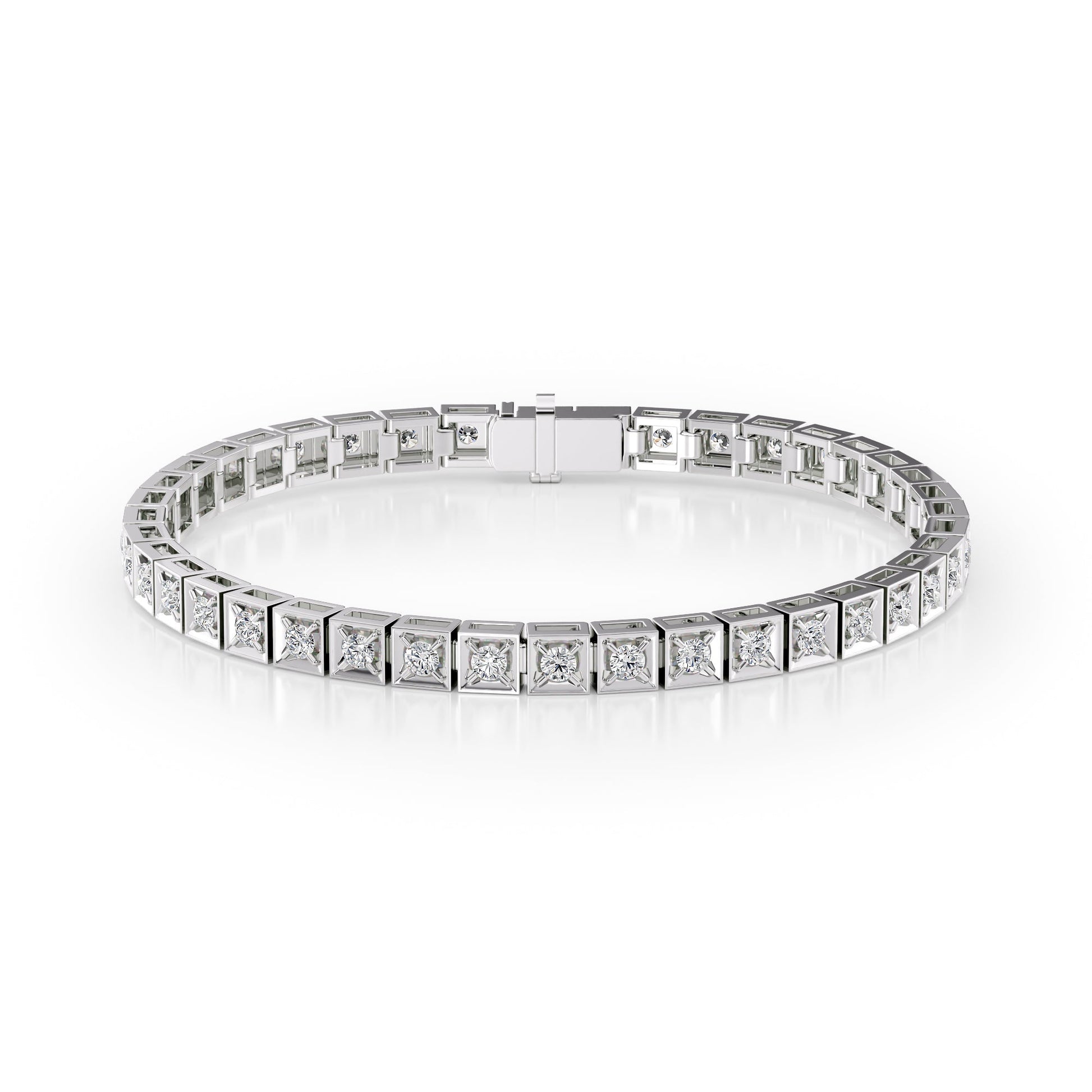 white :: 2 carat chocolate style round lab grown diamond tennis bracelet IGI certified