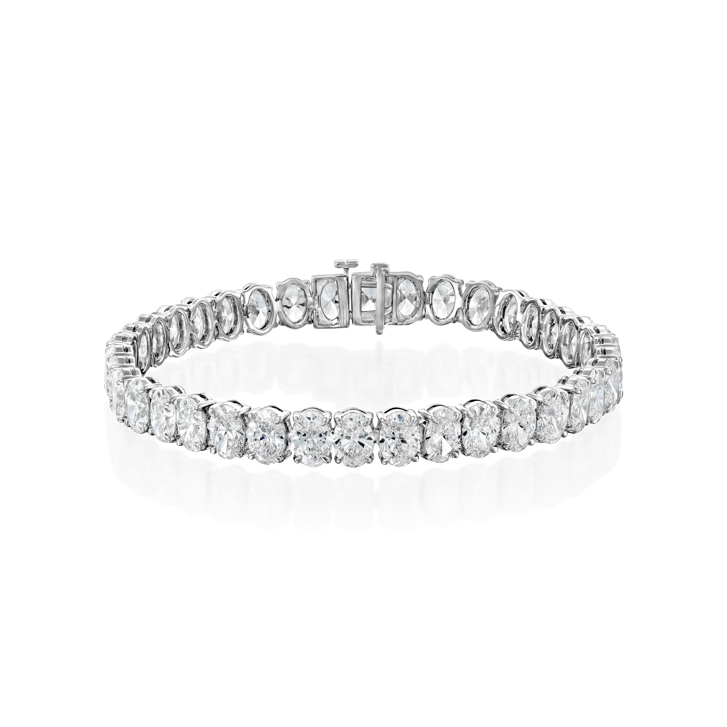 white :: 20 carat oval lab grown diamond tennis bracelet IGI certified