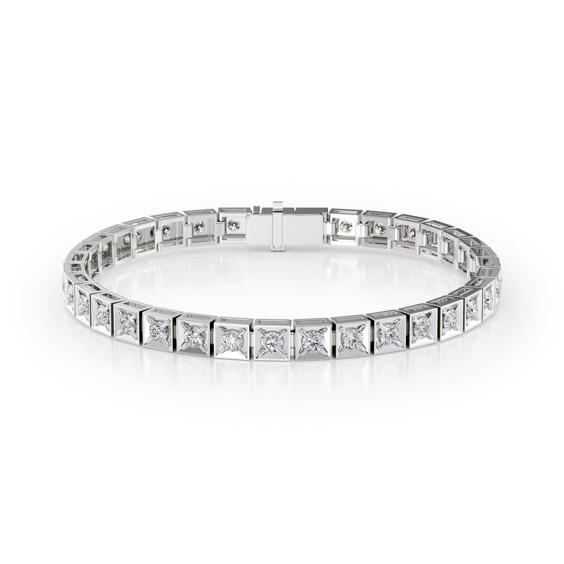 white :: 3 carat chocolate style round lab grown diamond tennis bracelet IGI certified
