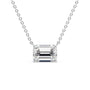 white :: 0.5 carat emerald cut lab grown diamond pendant necklace in white gold
