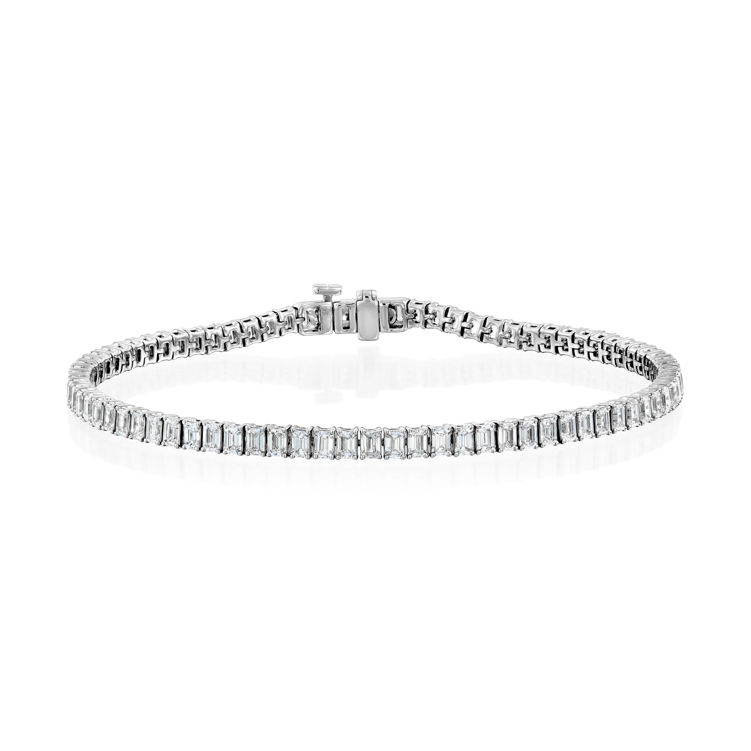 white :: 4 carat emerald lab grown diamond tennis bracelet IGI certified